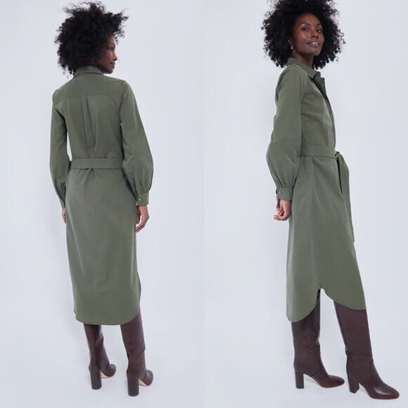 Olive Tory Green Lantern Sleeve Shirt Dress Midi XL NWT Tuckernuck - Picture 3 of 12